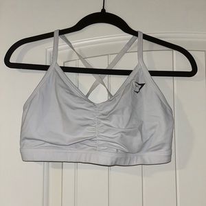 super cute white gymshark sports bra